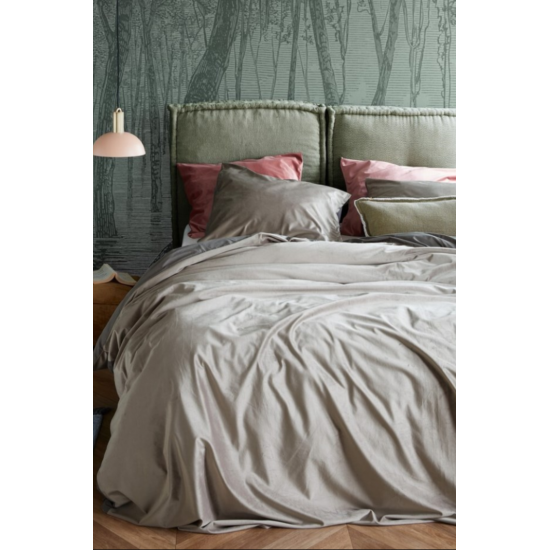 Housse de Couette Velours Gris Élégant Ultra Douce