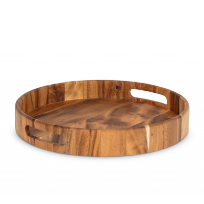 Cabaret rond en bois d’acacia – avec poignées...