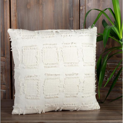 Coussin Crème À Motif
