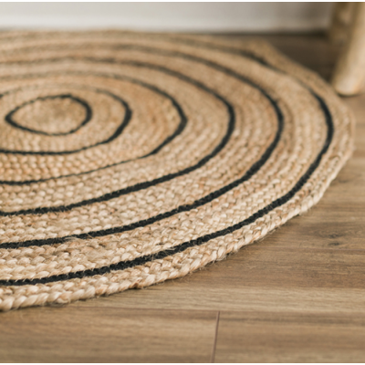 Tapis Rond Jute Naturel Et Noir