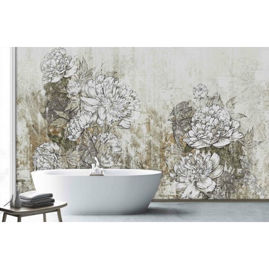 Murale Fleur Vintage Texture De Canevas