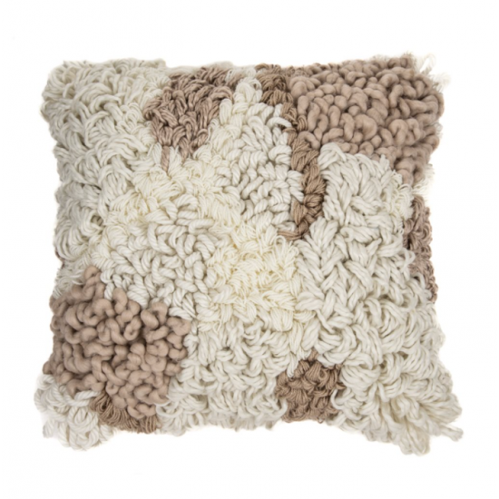Coussin Crème et Taupe Froufrou Brunelli