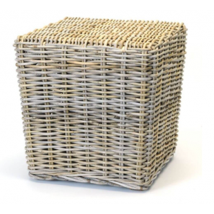 Pouf carré en rotin naturel tressé