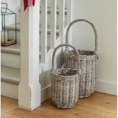 Paniers Décoratifs Ronds en Osier avec Poignée (Lot de 2)