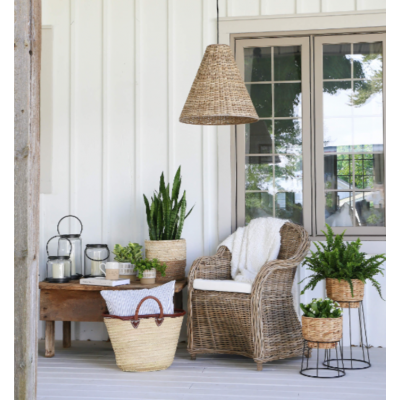 Fauteuil en Rotin Naturel avec Coussin Blanc