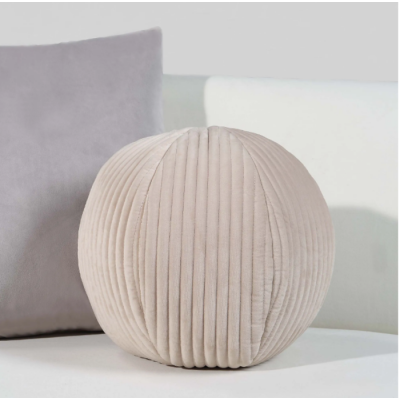 Coussin Rond Dana en Velours Beige – Chic et Moderne
