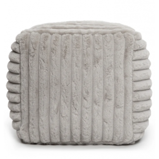 Pouf cube Raya en velours côtelé gris