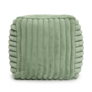 Pouf cube Raya en velours côtelé sauge