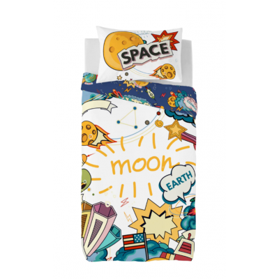 Housse de Couette Moon Space Enfant Réversible