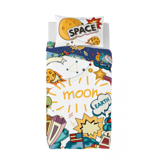 Housse de Couette Moon Space Enfant Réversible