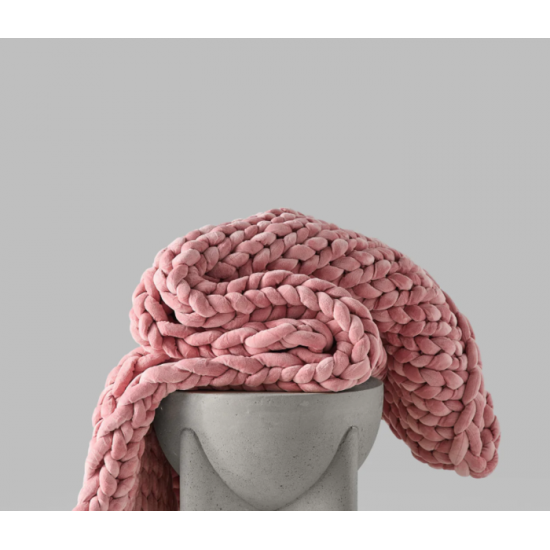 Couverture Lestée En Tricot Rose