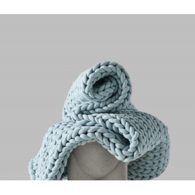 Couverture Lestée En Tricot Bleu Poussière