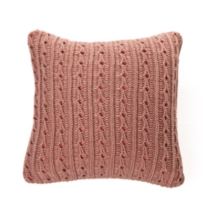 Coussin Tricot Rose Poudré – Douceur & Texture...