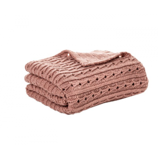 Jeté Tricot Rose Poudré – Confort et Élégance Douillette