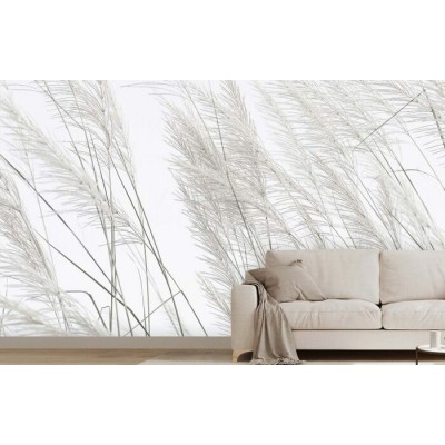 Murale Herbes Blanches – Élégance Naturelle