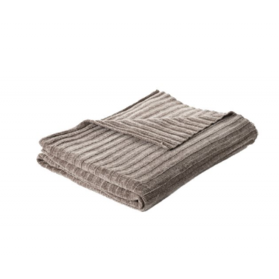 Jeté Taupe en Chenille Côtelée Ultra Doux