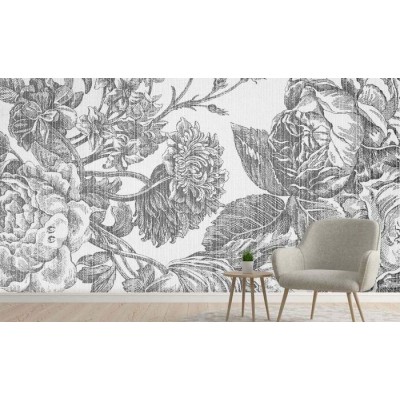 Murale Gravure Florale Vintage 