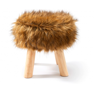 Tabouret en Fausse Fourrure Marron – Style...