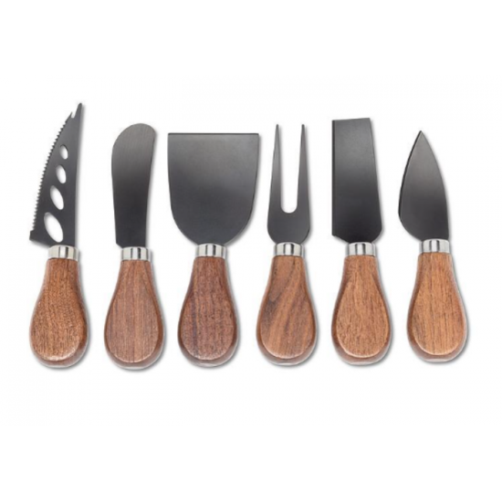 Ensemble 6 couteaux à fromage – Manche en bois de noyer