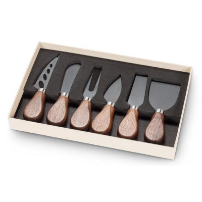 Ensemble 6 couteaux à fromage – Manche en bois de noyer