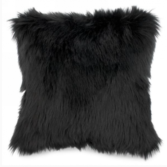 Coussin Fausse Fourrure Noir