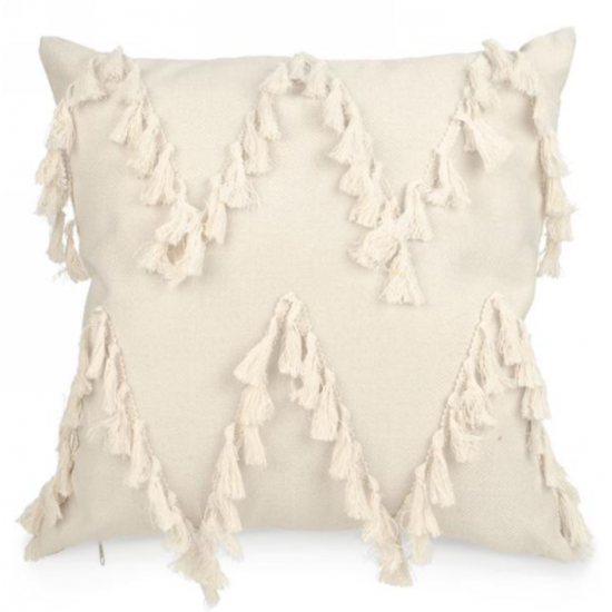 Coussin Crème à Franges Bohème Chic