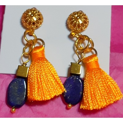 Asie boucles d'oreilles lapis lazuli et tassel...