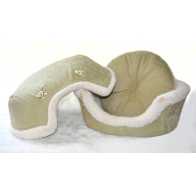 Coussin Coquille , motif en relief vert (grand)
