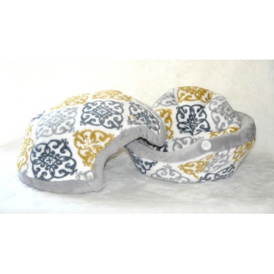 Coussin Coquille , gris, or et blanc (petit)