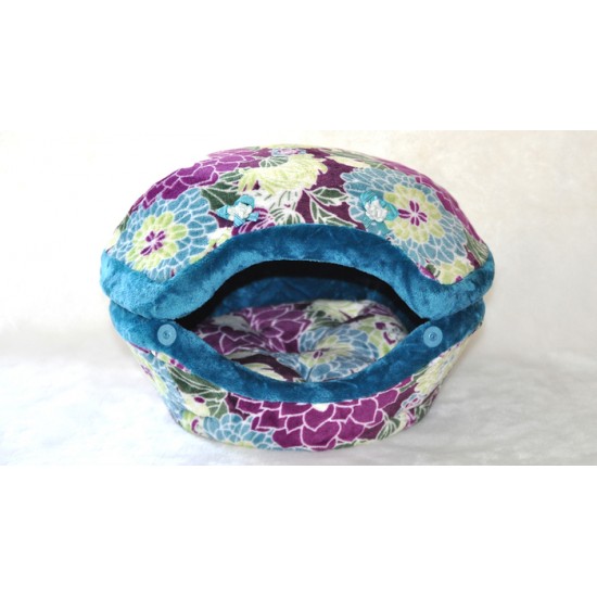 Coussin Coquille fleuri bleu (petit)