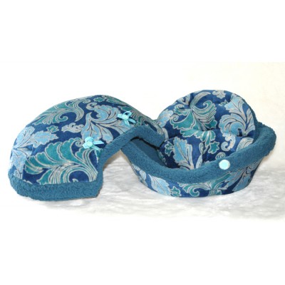 Coussin Coquille, bleu acier à motif (petit)