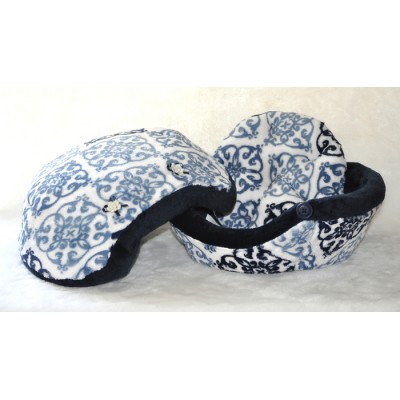 Coussin Coquille, bleu marin avec motif (petit)