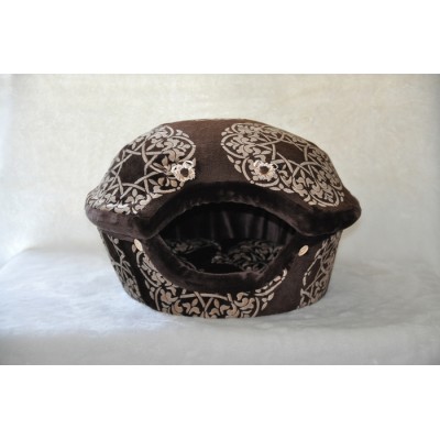 Coussin Coquille , motif brun et beige (moyen)
