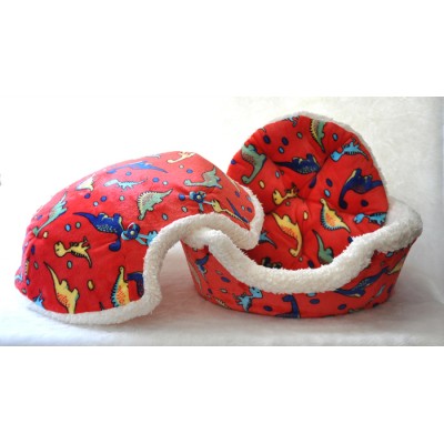 Coussin Coquille , rouge avec dinosaure (moyen)