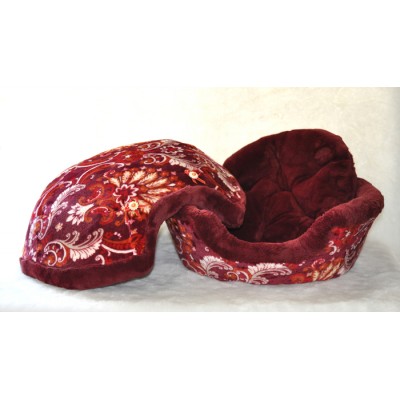 Coussin Coquille , rouge avec motif (moyen)