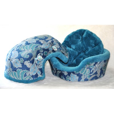 Coussin Coquille, bleu avec motif (moyen)