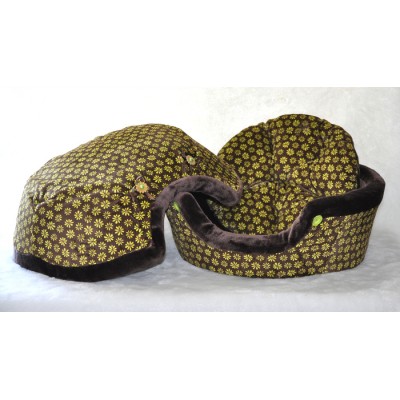 Coussin Coquille, brun avec marguerite (moyen)