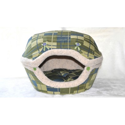 Coussin Coquille ,  à carreaux verts (grand)