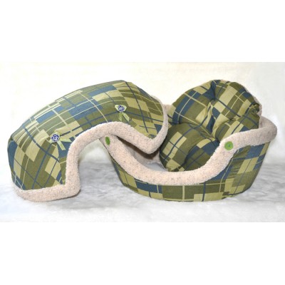 Coussin Coquille ,  à carreaux verts (grand)