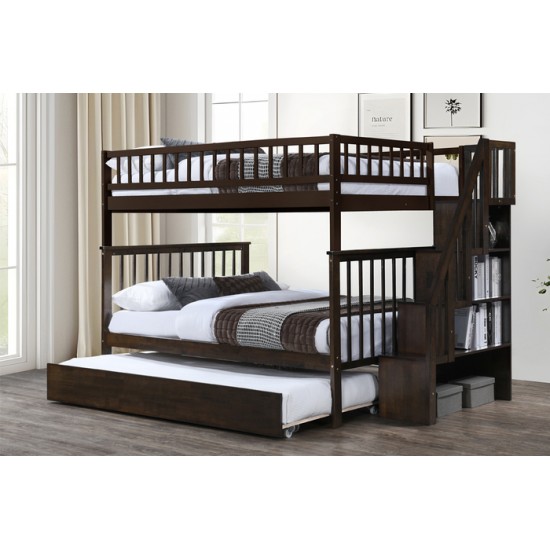 Lit superposé 54"/54" T-2595 avec escalier (Espresso)