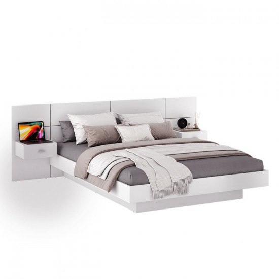 Lit queen Zen Kappa avec tables de chevet (Blanc) W3311.11-24-W4511.60.SK