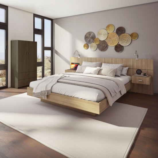 Lit queen Zen Kappa avec tables de chevet (Beauté Naturelle) W33581.11-24-W45581.60.SK