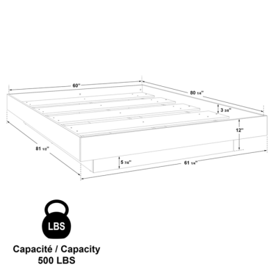 Lit queen Zen Kappa (Beauté Naturelle) avec tables de chevet W43581.11-11-W4581.60.SK 