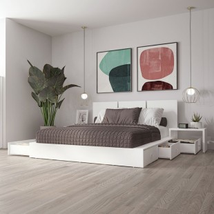 Lit queen avec rangement Zen Delta avec tables de...
