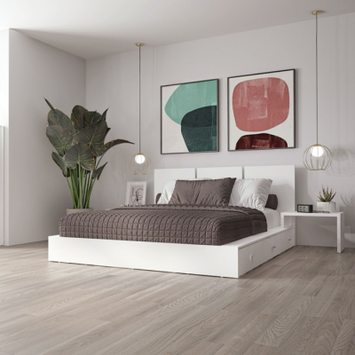 Lit queen avec rangement Zen Delta avec tables de chevet (Blanc) W3311.09-W4311.24-63.SK