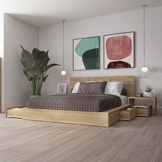 Lit queen avec rangement Zen Delta avec tables de chevet (Beauté Naturelle) W33581.09-W43581.24-63.SK