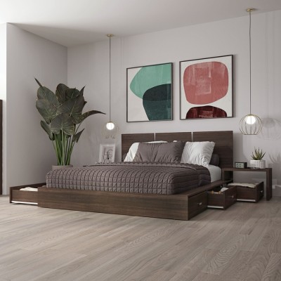Lit queen avec rangement Zen Delta avec tables de...