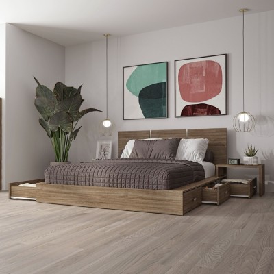 Lit queen avec rangement Zen Delta avec tables de...
