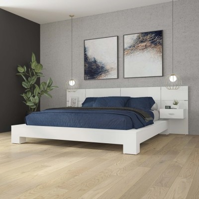 Lit queen Zen Combinaison (Blanc) avec tables de...