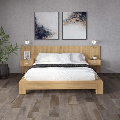 Lit queen Zen Combinaison (Beauté Naturelle) avec tables de chevet W33581.11-24-60.UK